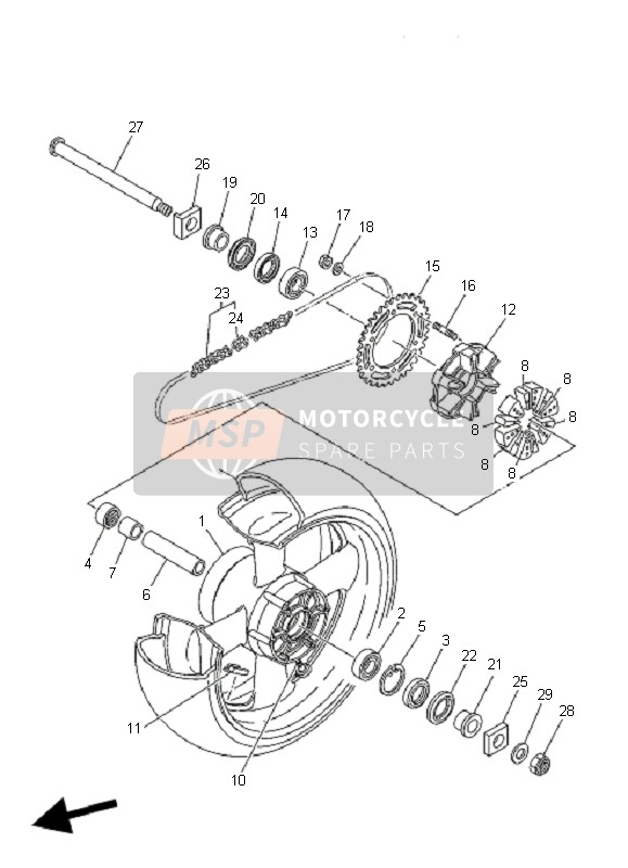 Yamaha MT01-5YU3 2006 Rear Wheel for a 2006 Yamaha MT01-5YU3