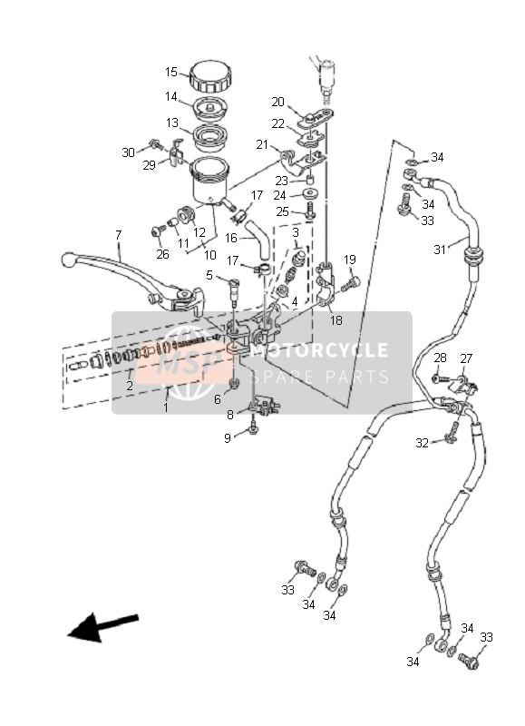 Yamaha MT01-5YU3 2006 Front Master Cylinder for a 2006 Yamaha MT01-5YU3