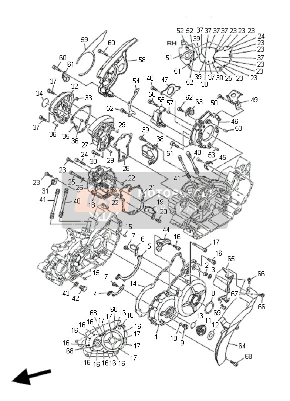 Yamaha MT01-5YU4 2006 KURBELGEHÄUSEABDECKUNG 1 für ein 2006 Yamaha MT01-5YU4