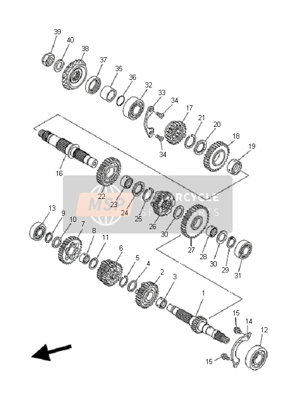 Yamaha MT01-5YU4 2006 Transmissie voor een 2006 Yamaha MT01-5YU4