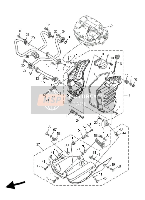 Yamaha MT01-5YU4 2006 Tanque de aceite para un 2006 Yamaha MT01-5YU4