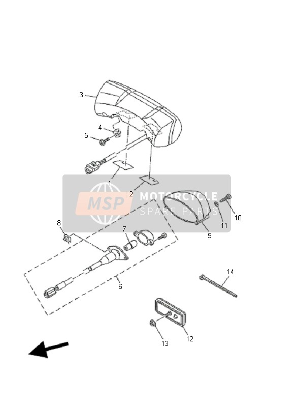 Yamaha MT01-5YU4 2006 Tail Light for a 2006 Yamaha MT01-5YU4