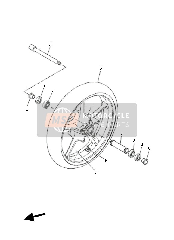 Yamaha MT03 (25KW) 2006 Front Wheel for a 2006 Yamaha MT03 (25KW)