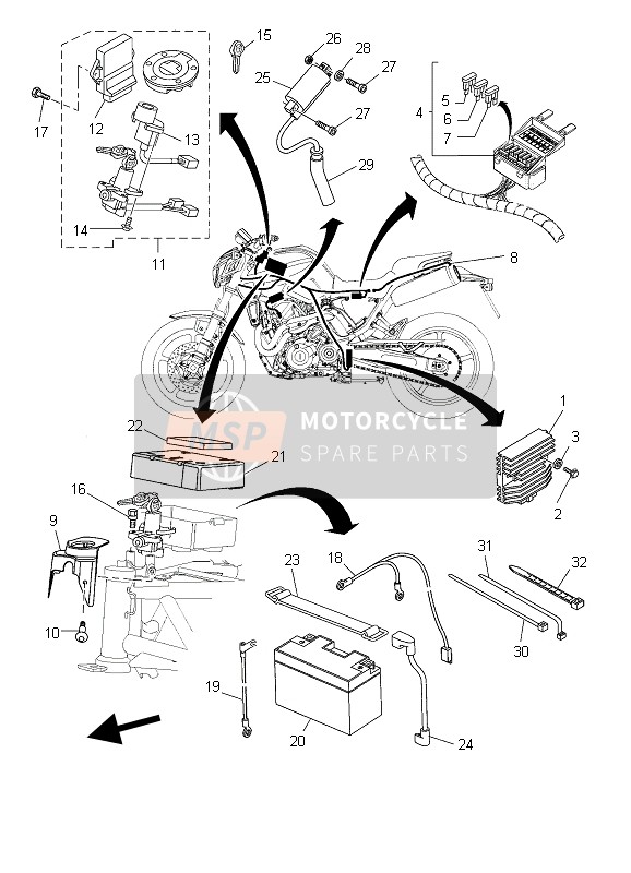 Yamaha MT03 (25KW) 2006 Elettrico 1 per un 2006 Yamaha MT03 (25KW)