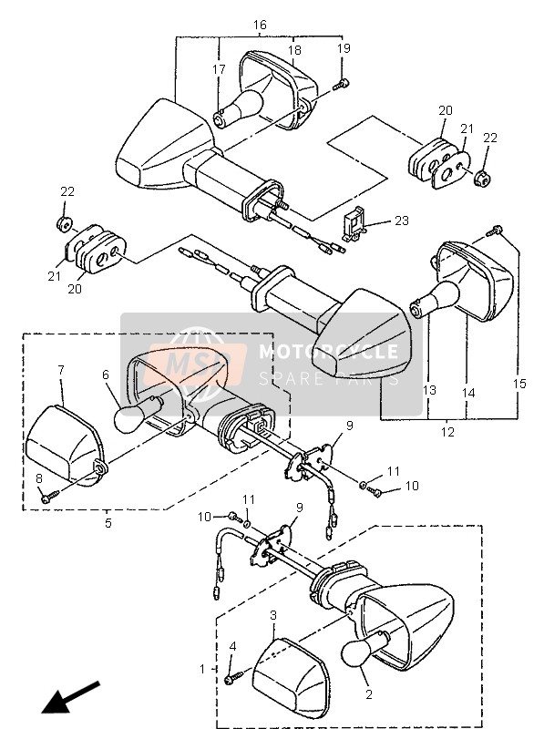 Yamaha YZF1000R THUNDERACE 1996 Luz intermitente para un 1996 Yamaha YZF1000R THUNDERACE