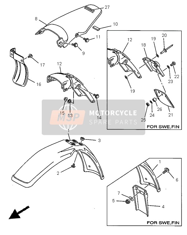 Yamaha DT125R 1997 KOTFLÜGEL für ein 1997 Yamaha DT125R