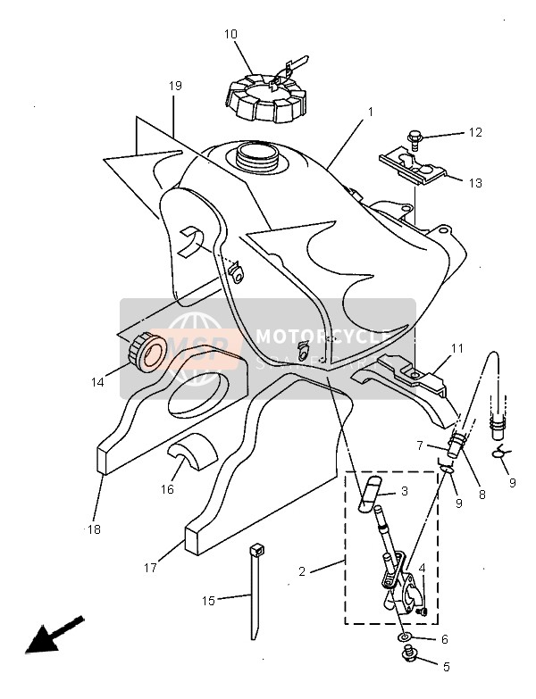 Yamaha DT125R 1997 Benzinetank voor een 1997 Yamaha DT125R