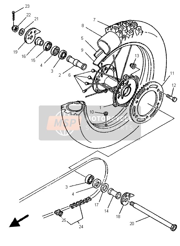 Yamaha DT125R 1997 Rear Wheel for a 1997 Yamaha DT125R