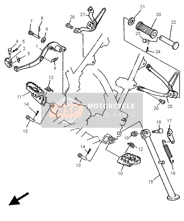 Yamaha DT125R 1997 Supporter & Repose Pieds pour un 1997 Yamaha DT125R