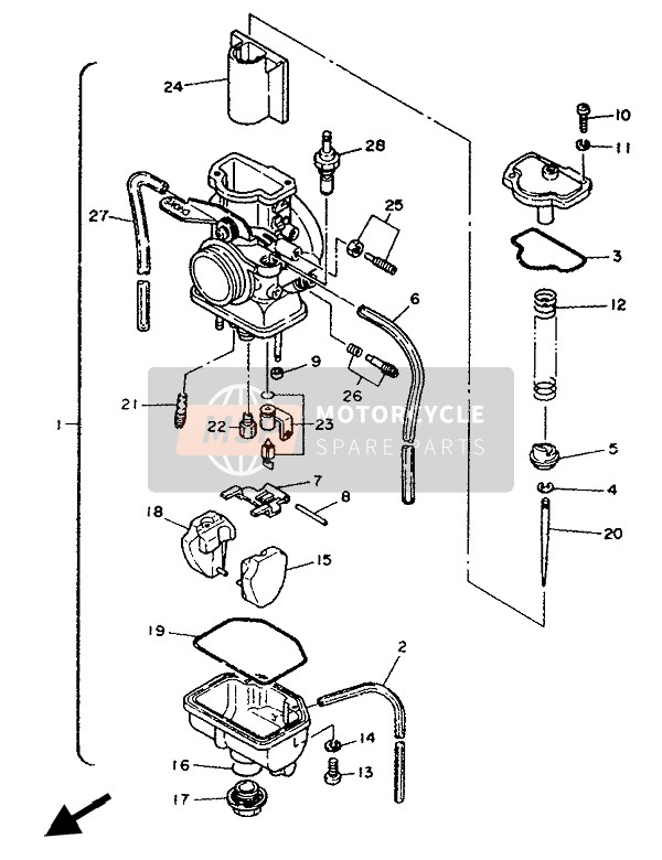 Yamaha YZ250LC 1990 Carburettor for a 1990 Yamaha YZ250LC