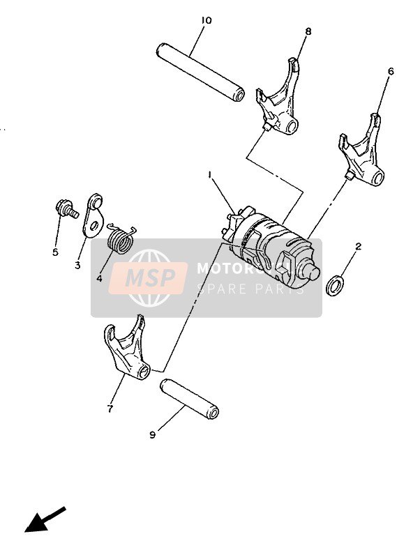 Yamaha YZ250LC 1990 Shift Cam & Fork for a 1990 Yamaha YZ250LC