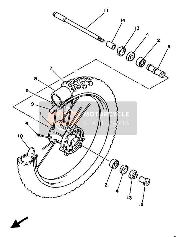 Yamaha YZ250LC 1990 Front Wheel for a 1990 Yamaha YZ250LC