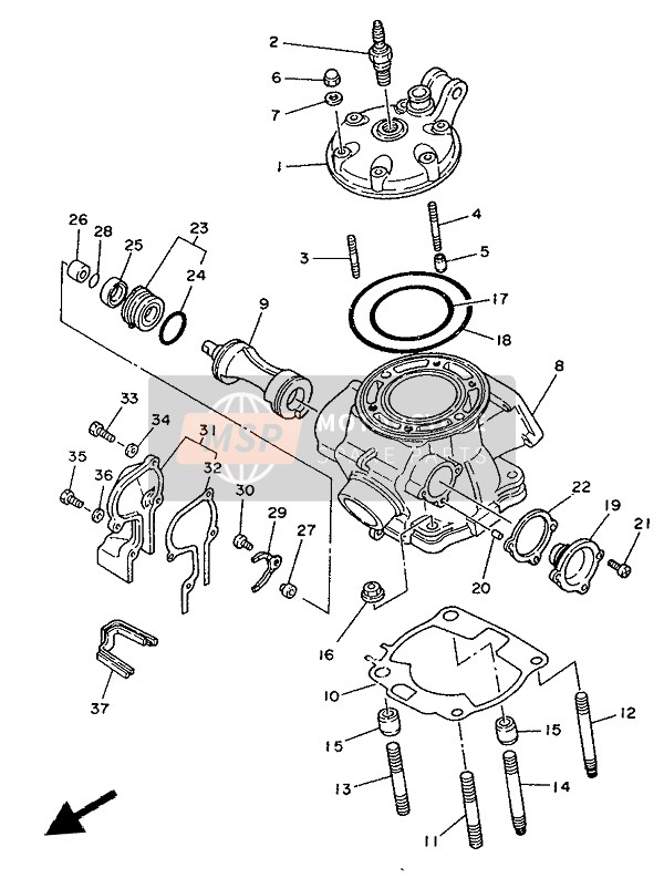 936040807100, Pin, Dowel, Yamaha, 4