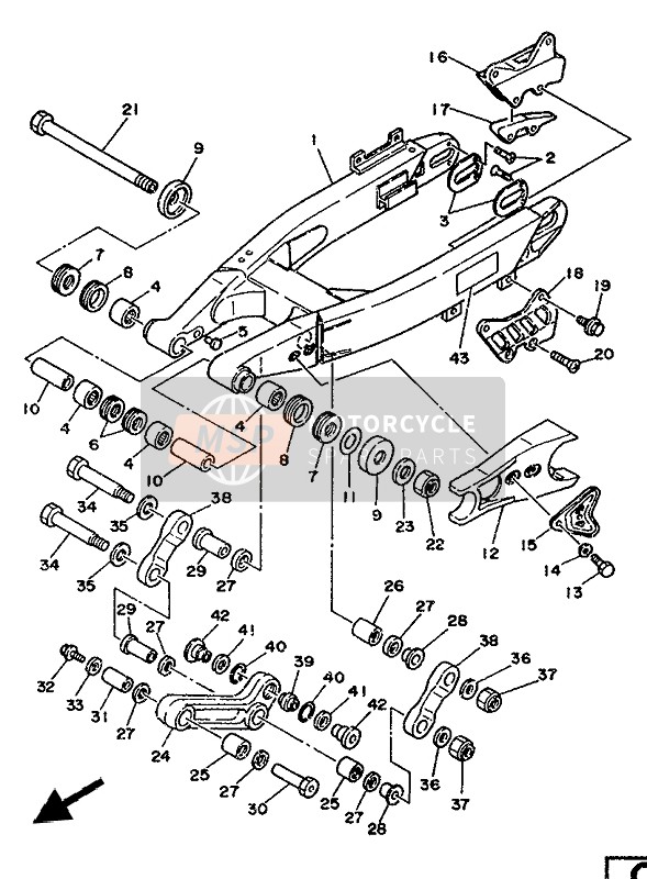 Yamaha YZ250LC 1991 Rear Arm for a 1991 Yamaha YZ250LC