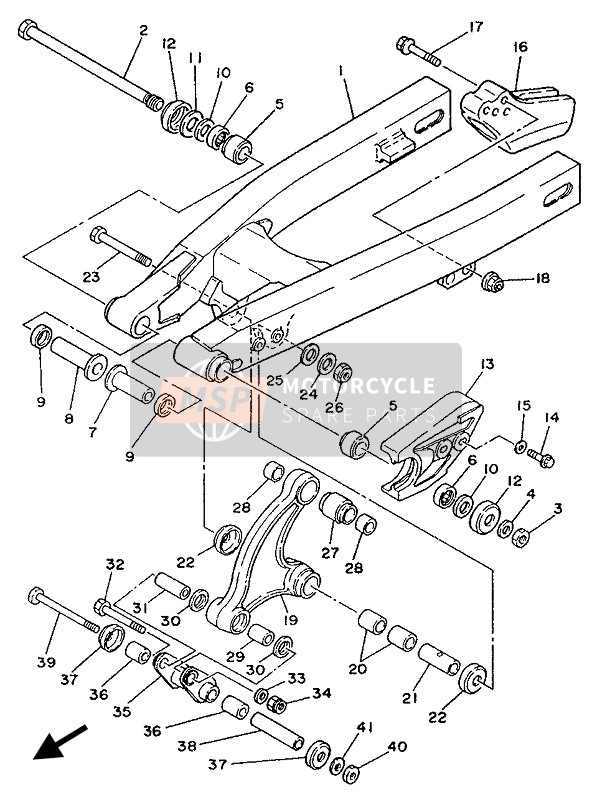 Yamaha YZ80LC 1992 Achterarm voor een 1992 Yamaha YZ80LC