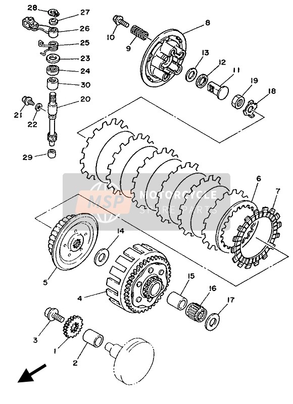 3XJ163241000, Plate, Clutch 1, Yamaha, 3