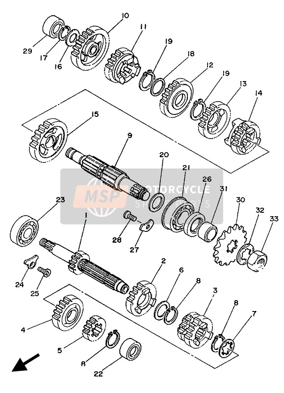 Yamaha YZ125LC 1992 Transmission for a 1992 Yamaha YZ125LC