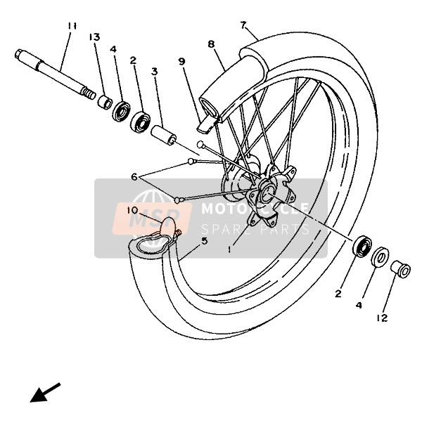 Yamaha YZ125LC 1992 Front Wheel for a 1992 Yamaha YZ125LC