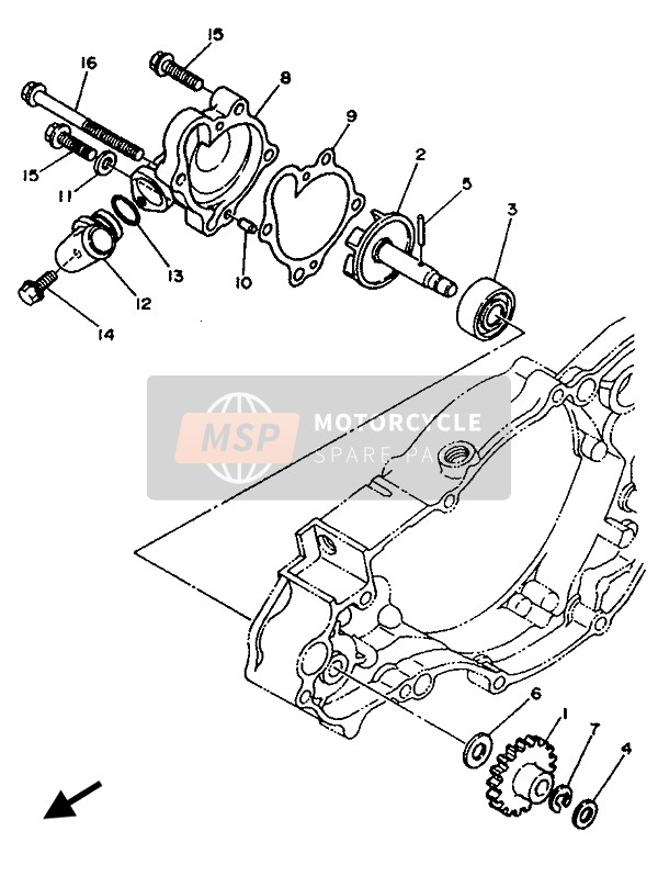 Yamaha YZ250LC 1992 Waterpomp voor een 1992 Yamaha YZ250LC