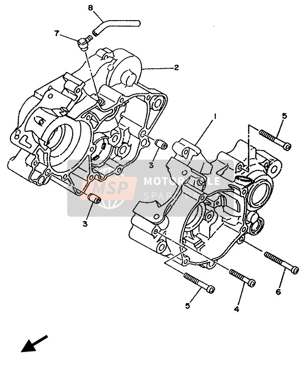 Yamaha YZ80LC 1993 Crankcase for a 1993 Yamaha YZ80LC