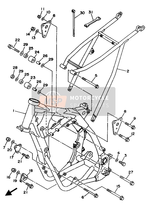 Yamaha YZ250LC 1993 Frame voor een 1993 Yamaha YZ250LC