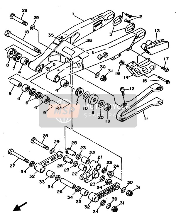 Yamaha WR250Z 1994 Rear Arm for a 1994 Yamaha WR250Z