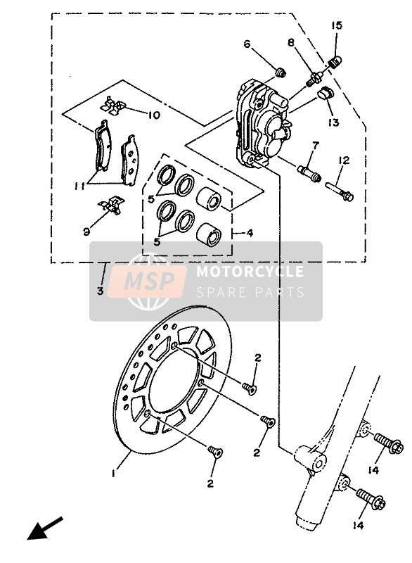 Yamaha YZ80(LC & LW) 1994 Front Brake Caliper for a 1994 Yamaha YZ80(LC & LW)