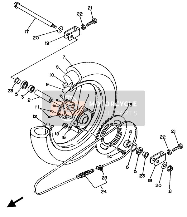 Yamaha YZ80(LC & LW) 1994 Rear Wheel for a 1994 Yamaha YZ80(LC & LW)