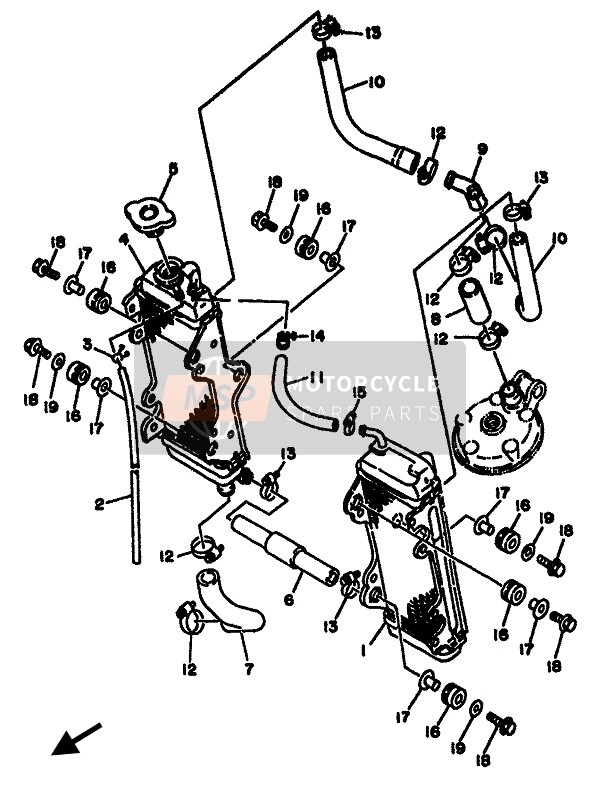 Yamaha YZ125(F & LC) 1994 Radiator & Hose for a 1994 Yamaha YZ125(F & LC)