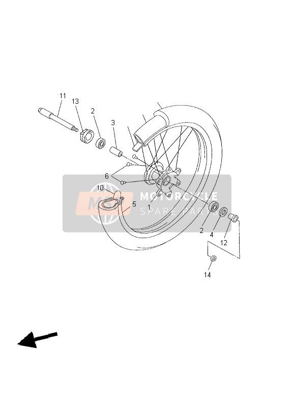 Yamaha WR426+400F 2002 Ruota anteriore per un 2002 Yamaha WR426+400F