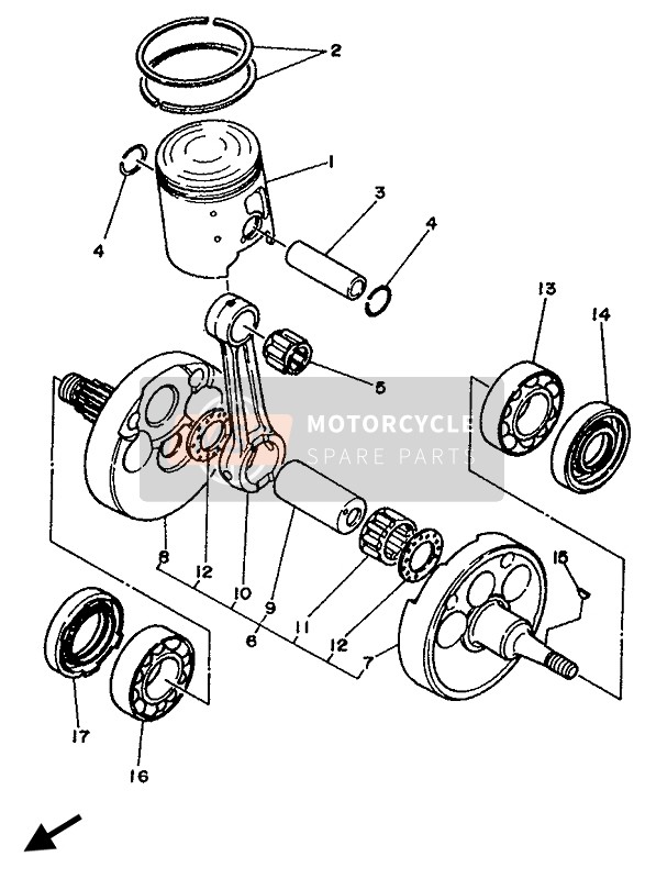 Yamaha YZF250LC 1994 Crankshaft & Piston for a 1994 Yamaha YZF250LC