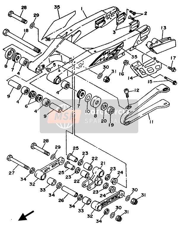 Yamaha YZF250LC 1994 Rear Arm for a 1994 Yamaha YZF250LC