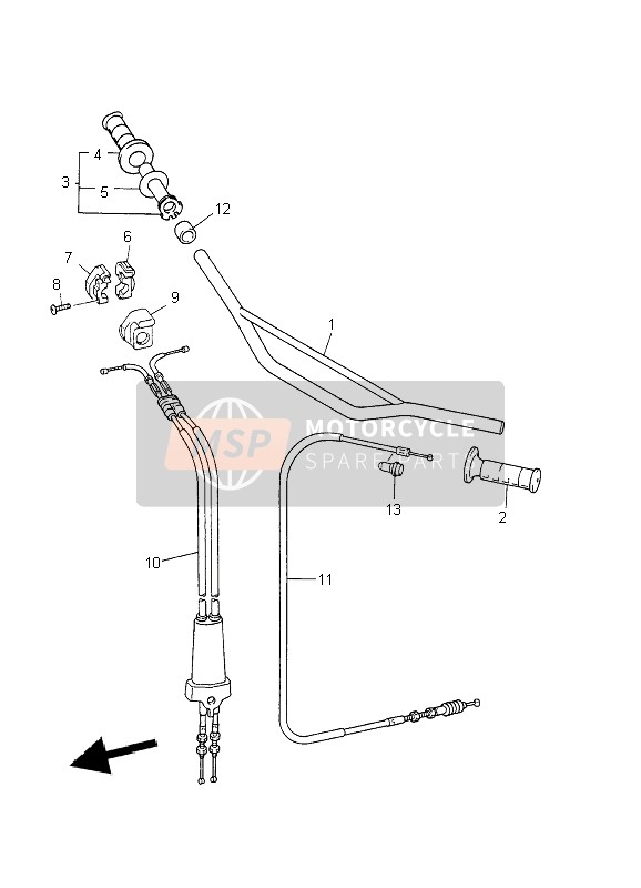 Yamaha WR426+400F 2002 Poignée de direction & Câble pour un 2002 Yamaha WR426+400F