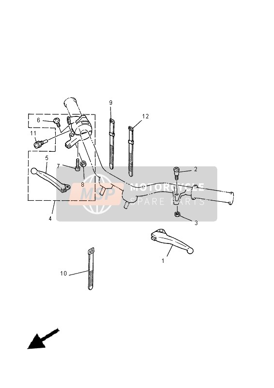 5PG829200100, Lever Holder Assy (Right), Yamaha, 0