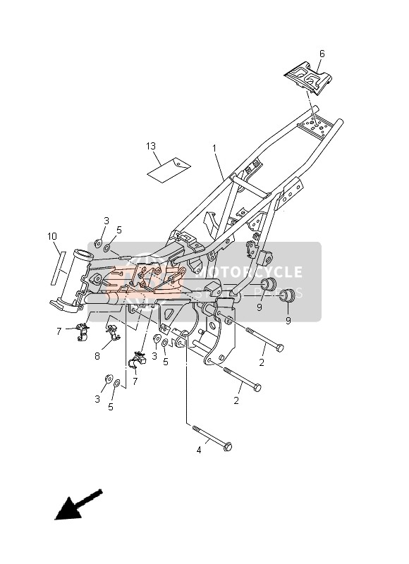 Yamaha TT-R110E 2015 Frame for a 2015 Yamaha TT-R110E