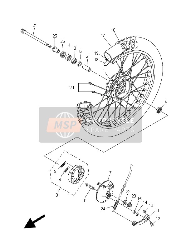 Yamaha TT-R110E 2015 Front Wheel for a 2015 Yamaha TT-R110E