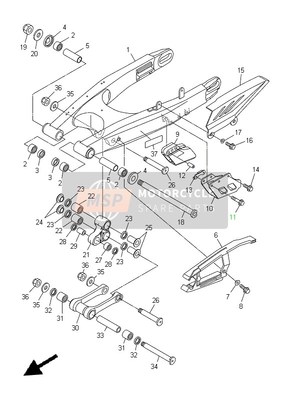 3D7221100000, Hinterradschwinge Kompl., Yamaha, 0