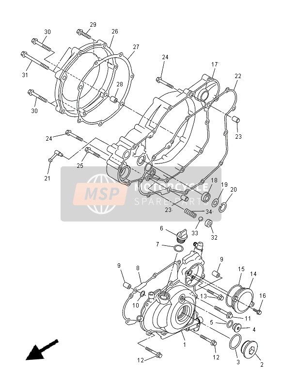 1DX154310000, Deckel, Kurbelgehaeuse 3, Yamaha, 0