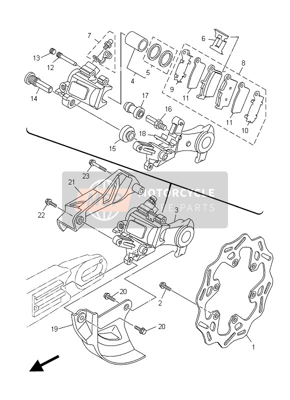 1C32580W5200, Gruppo Pinza Freno Posteriore, Yamaha, 1