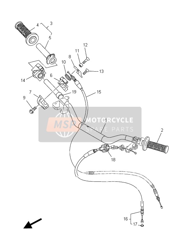 Yamaha YZ125 2015 Steering Handle & Cable for a 2015 Yamaha YZ125