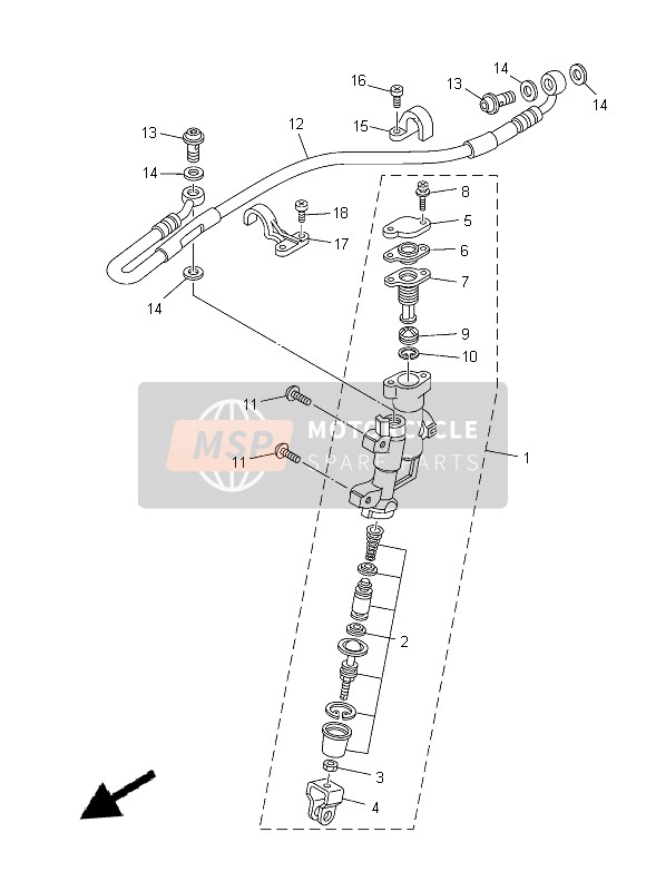 Yamaha YZ250 2015 Rear Master Cylinder for a 2015 Yamaha YZ250