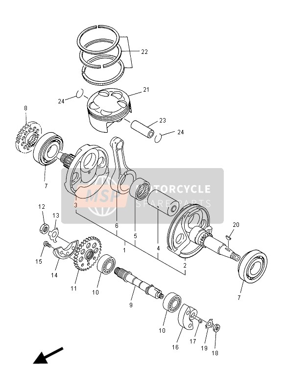 Yamaha WR450F 2012 Crankshaft & Piston for a 2012 Yamaha WR450F