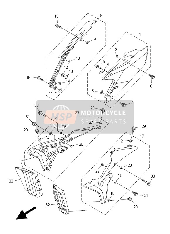 1SM217S02000, Side Cover Insert As, Yamaha, 0