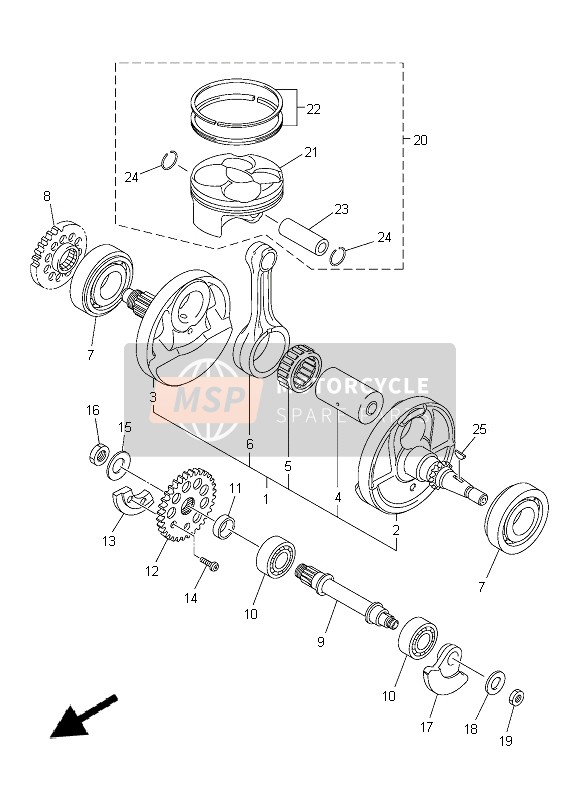 Yamaha YZ250FX 2015 Crankshaft & Piston for a 2015 Yamaha YZ250FX