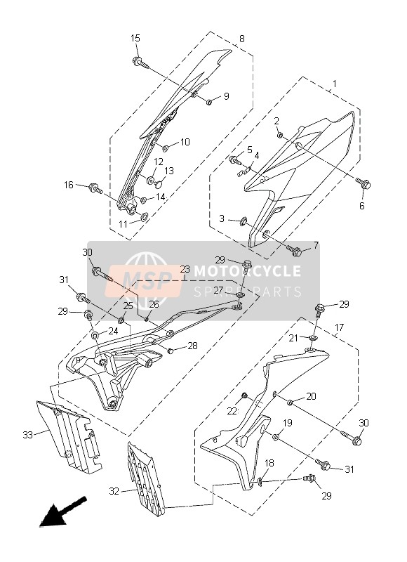 B29217R02000, Side Cover Insert Assy. 3, Yamaha, 0