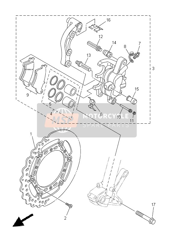 Yamaha YZ250FX 2015 Pinza freno anteriore per un 2015 Yamaha YZ250FX