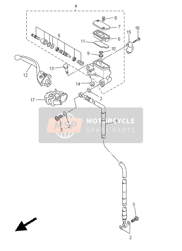 Yamaha YZ250FX 2015 Pompa freno anteriore per un 2015 Yamaha YZ250FX