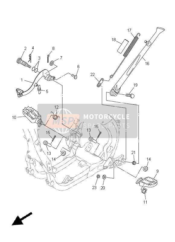 Yamaha YZ250FX 2015 In Piedi & Poggiapiedi per un 2015 Yamaha YZ250FX