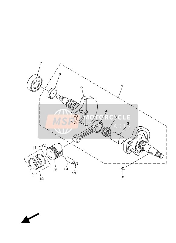 Yamaha TT-R110E 2016 Crankshaft & Piston for a 2016 Yamaha TT-R110E