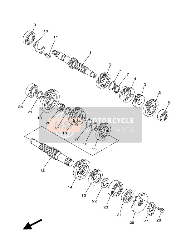 Yamaha TT-R125LW 2016 Transmissie voor een 2016 Yamaha TT-R125LW